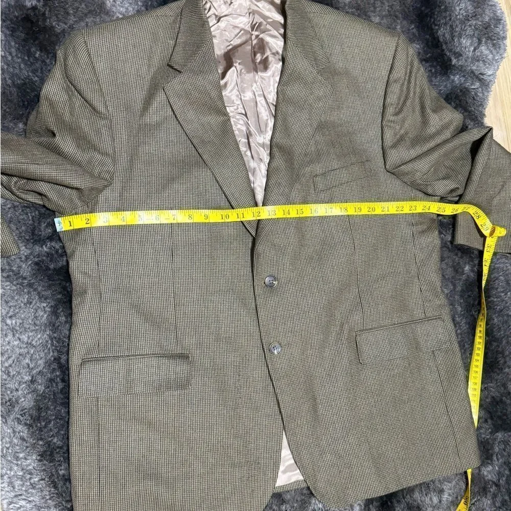 Chaps Men’s 48R Brown Lambswool Jacket Houndstooth Two Buttons Blazer Sport Coat